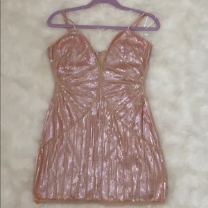Pink sparkly mini dress